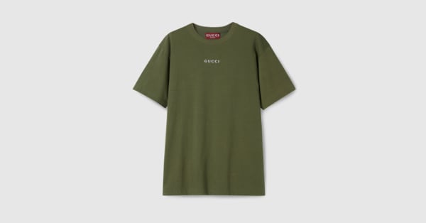 Cotton jersey t-shirt in forest green | GUCCI® US