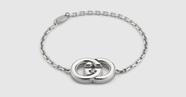 Gucci Interlocking bracelet in palladium-toned brass | GUCCI® US