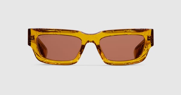 Rectangular frame sunglasses in yellow | GUCCI® US