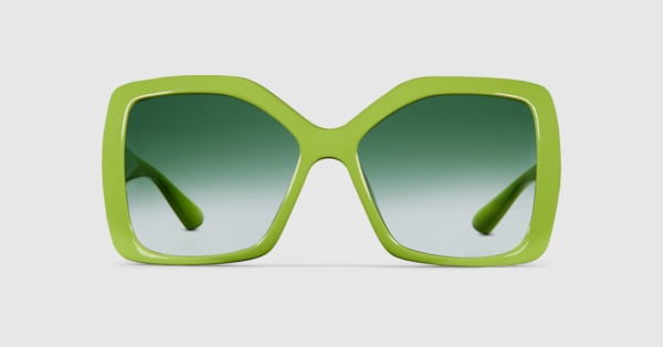 Square frame sunglasses in acid green | GUCCI® US