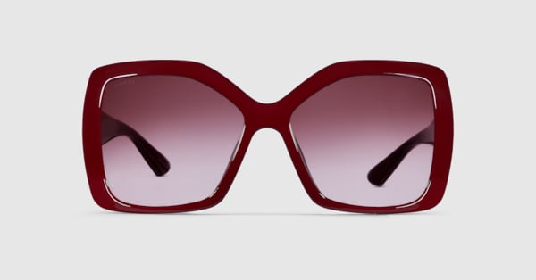 GUCCI ボルドーフレーム サングラス Square frame sunglasses in Rosso Ancora red | GUCCI® US