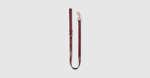 Small/medium leash in Rosso Ancora red leather | GUCCI® US