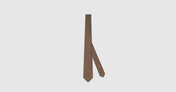 GG silk jacquard tie in brown | GUCCI® US