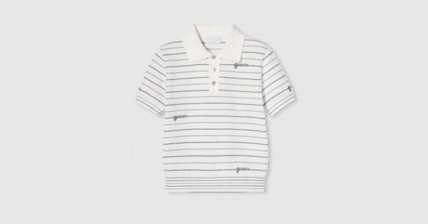 チルドレンズ〕ストライプ コットン ポロシャツ ・ホワイト＆ブルー