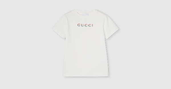 Children's T-shirt with embroidery in white | GUCCI® US