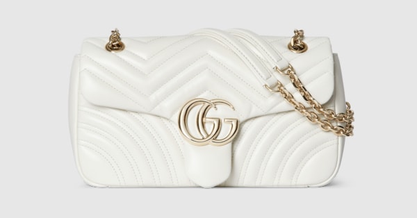 人気ショップ GG Marmont medium shoulder bag in white leather | GUCCI® US 靴