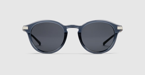 Round frame sunglasses in transparent blue | GUCCI® US