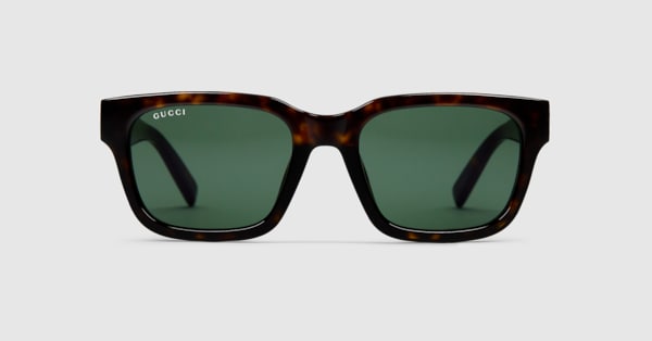 Low nose bridge fit rectangular sunglasses in dark brown | GUCCI® SG
