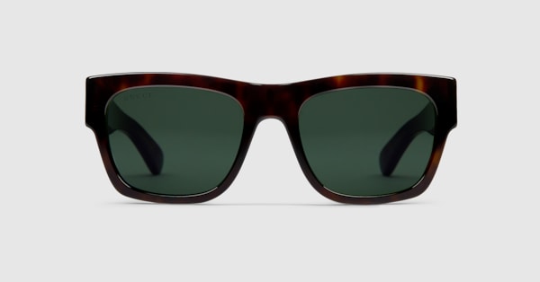Square frame sunglasses in dark tortoiseshell | GUCCI® US