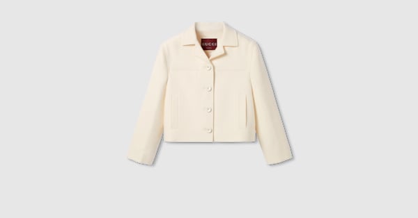 品質一番の jacquard crêpe silk wool GG jacket US GUCCI® | white off in トップス