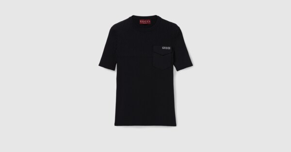 インターシャ リブ ファブリック トップブラック | GUCCI公式