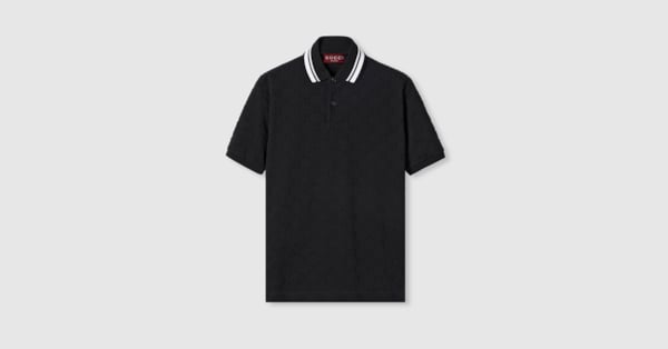 GG ストレッチコットン ポロシャツブラック＆ホワイト | GUCCI公式