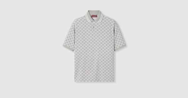 GGコットンピケ ポロシャツ グレー＆ホワイト | GUCCI公式