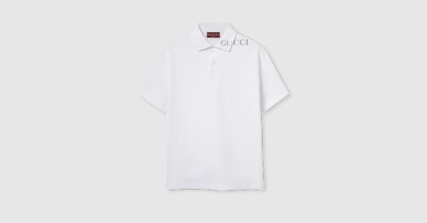 GUCCI ホワイト ポロシャツ XL Cotton piquet polo shirt in white | GUCCI® US