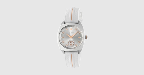 Gucci Interlocking watch, 29mm in white rubber | GUCCI® US