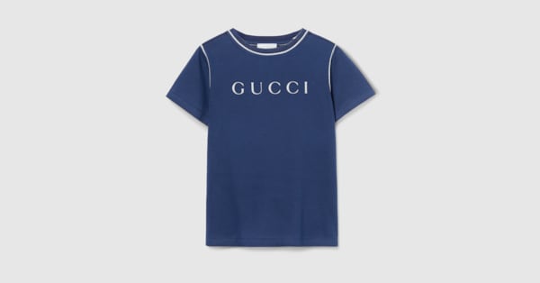Children's printed cotton T-shirt in blue | GUCCI® US