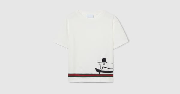 チルドレンズ〕プリント コットン Tシャツ ・ホワイト | GUCCI公式