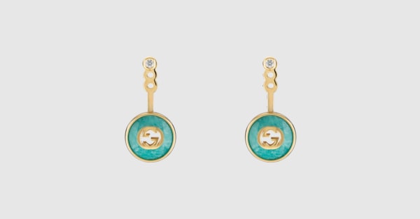 GUCCI インターロッキングピアス　K18 グッチ インターロッキング〕18K ピアス ・18K イエローゴールド