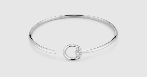 ホースビット〕18K ダイヤモンド カフブレスレット ・18K ホワイト