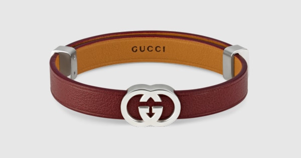 美品 KRISVANASSCHE シルバー コーデュロイ カーゴ 48 Gucci Interlocking leather bracelet in Rosso Ancora red