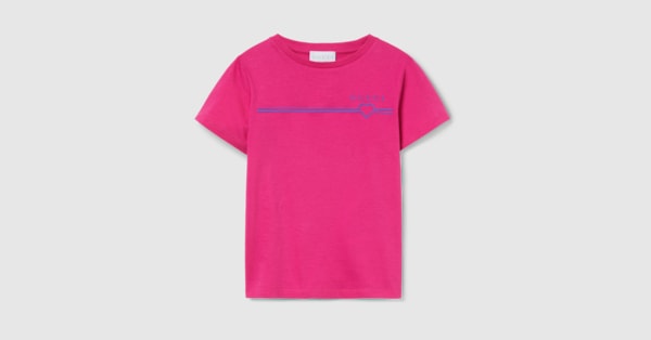 チルドレンズ〕プリント コットン Tシャツフューシャピンク