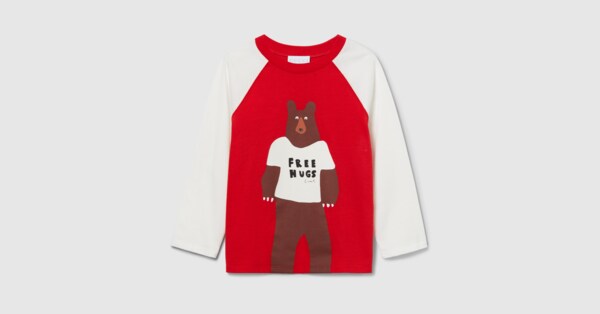 チルドレンズ〕プリント コットン Tシャツ ・レッド＆ホワイト | GUCCI公式