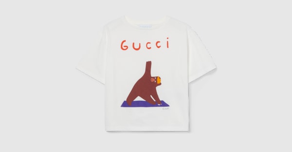 チルドレンズ〕プリント コットン Tシャツ ・ホワイト | GUCCI公式