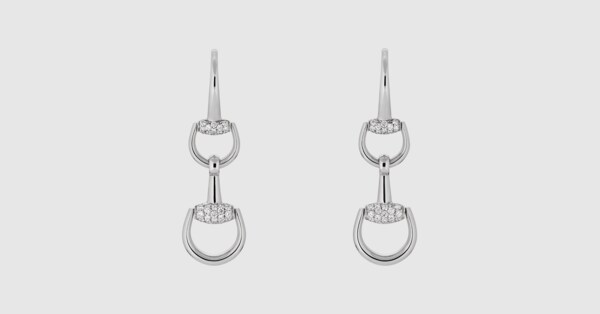 ホースビット〕18K ダイヤモンド ドロップピアス ・18K ホワイト