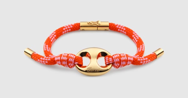国内直営**GUCCI**マリナ チェーン ファブリック ブレスレット グッチ マリナ チェーン〕ファブリック ブレスレットホワイト
