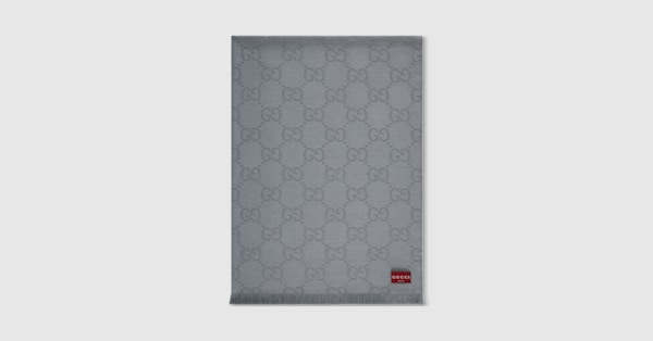 GG wool silk jacquard blanket in grey | GUCCI® US