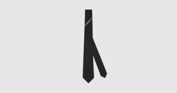 シルクジャカード ネクタイブラック＆レッド | GUCCI公式