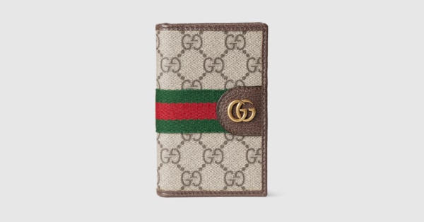 Ophidia long card case in beige and dark brown fabric | GUCCI® US