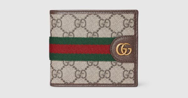 Ophidia coin wallet in beige and dark brown fabric | GUCCI® SI