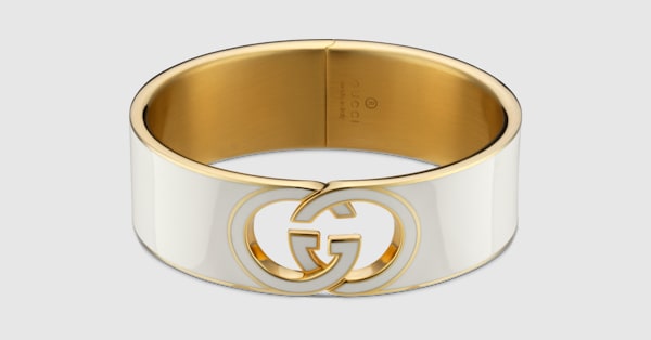 グッチ インターロッキング〕ラッカー カフブレスレットイエロー