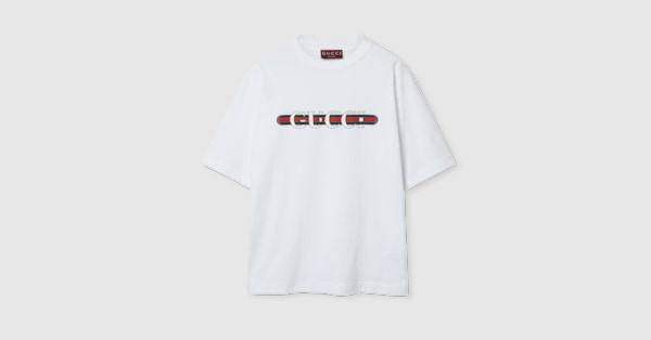 Cotton jersey T-shirt with print in white | GUCCI® US