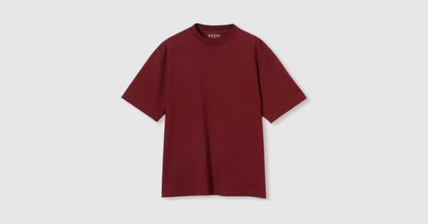 Cotton jersey T-shirt with embroidery in Rosso Ancora red