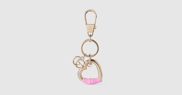 Heart-shaped keychain in pink enamel | GUCCI® US