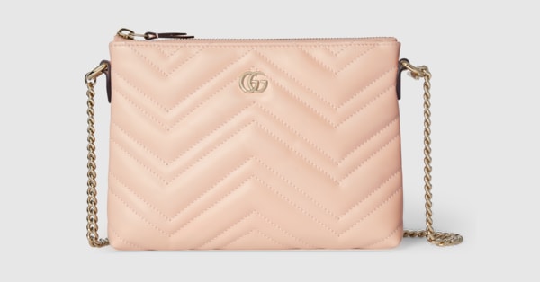 GGマーモント〕チェーンポシェット ペールピンク レザー | GUCCI公式