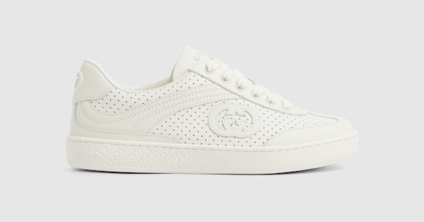 GUCCI ホワイト スニーカー 中古・古着通販】GUCCI (グッチ) レザースニーカー ホワイト