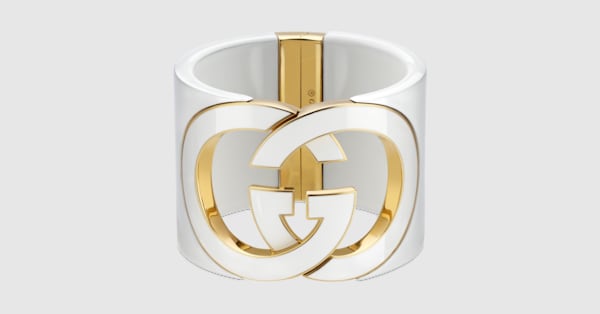 Gucci Interlocking cuff bracelet in white resin | GUCCI® US