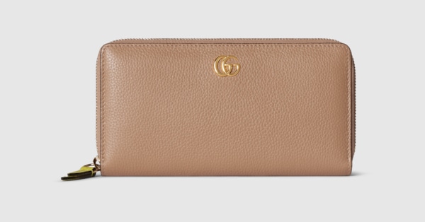 ダブルG バイカラー ジップアラウンドウォレット ・ベージュ＆ブライト