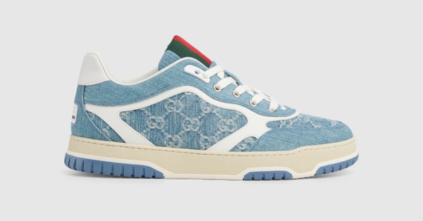 Men's Gucci Re-Web sneaker in light blue GG denim | GUCCI® US