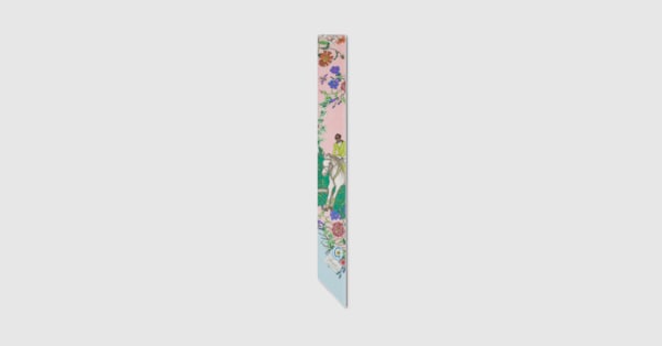プリント シルクツイル ネックボウライトブルー＆ピンク | GUCCI公式