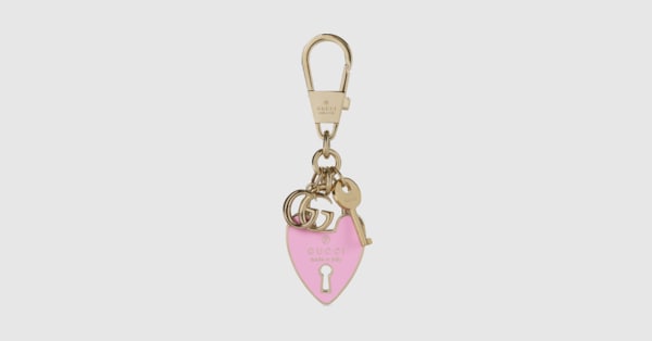 Heart-shaped keychain in pink enamel | GUCCI® SI