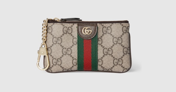 オフィディア〕ジップキーポーチ ・ベージュ＆ブラウン GGスプリーム