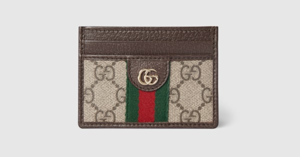 オフィディア〕カードケース ・ベージュ＆ブラウン GGスプリーム