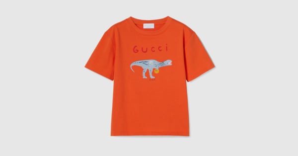 チルドレンズ〕プリント コットン Tシャツ ・オレンジ | GUCCI公式