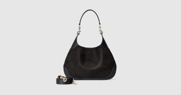Gucci B medium shoulder bag in black GG suede | GUCCI® US Gucci B medium shoulder bag in black GG suede | GUCCI® US