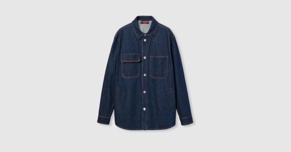 リラックスフィット デニム シャツダークブルー | GUCCI公式