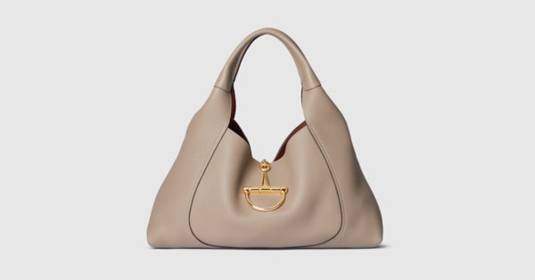 Gucci Softbit maxi shoulder bag in taupe leather | GUCCI® US